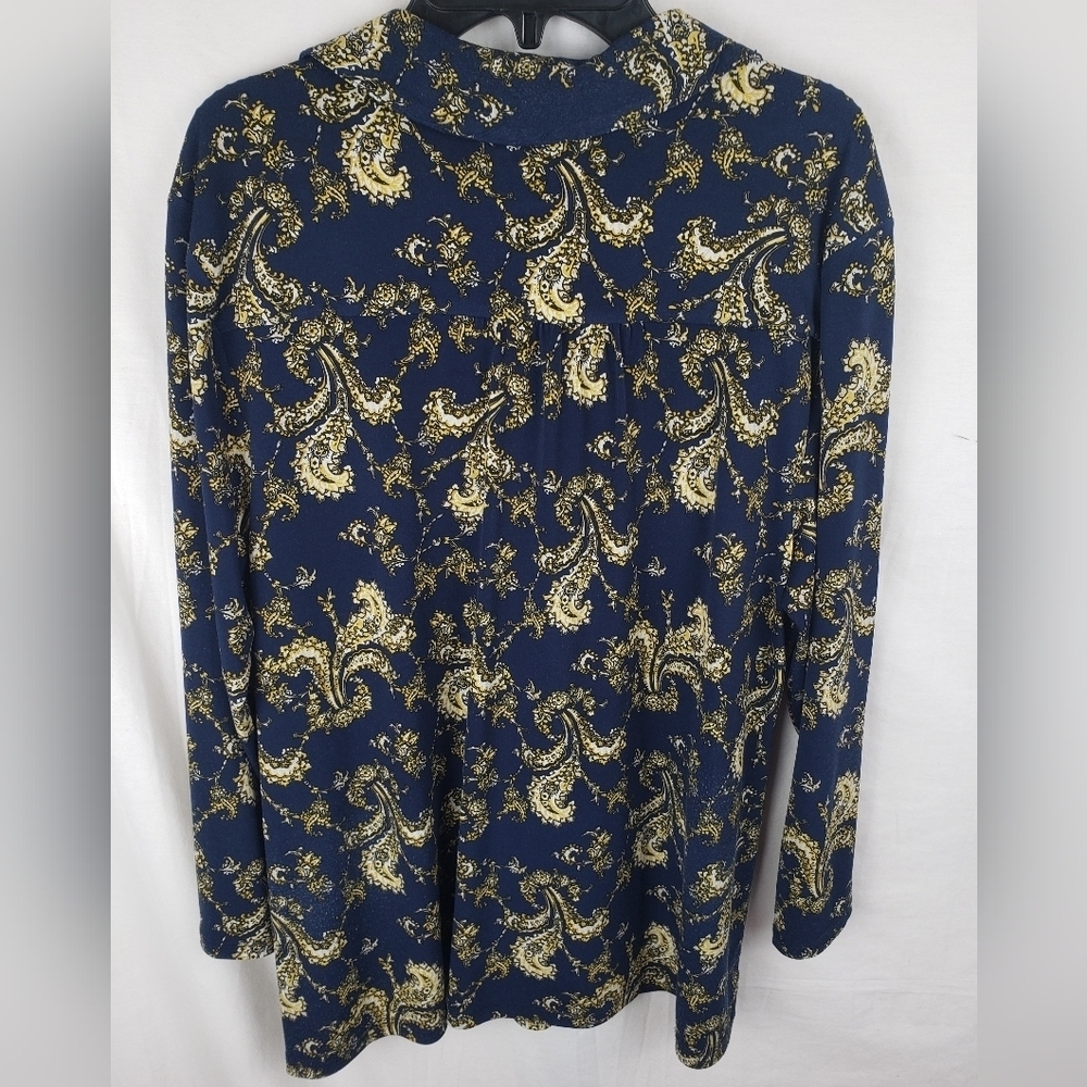 Charter Club Navy and Yellow Paisley Print Button Down Shirt Sz L - Picture 5 of 10
